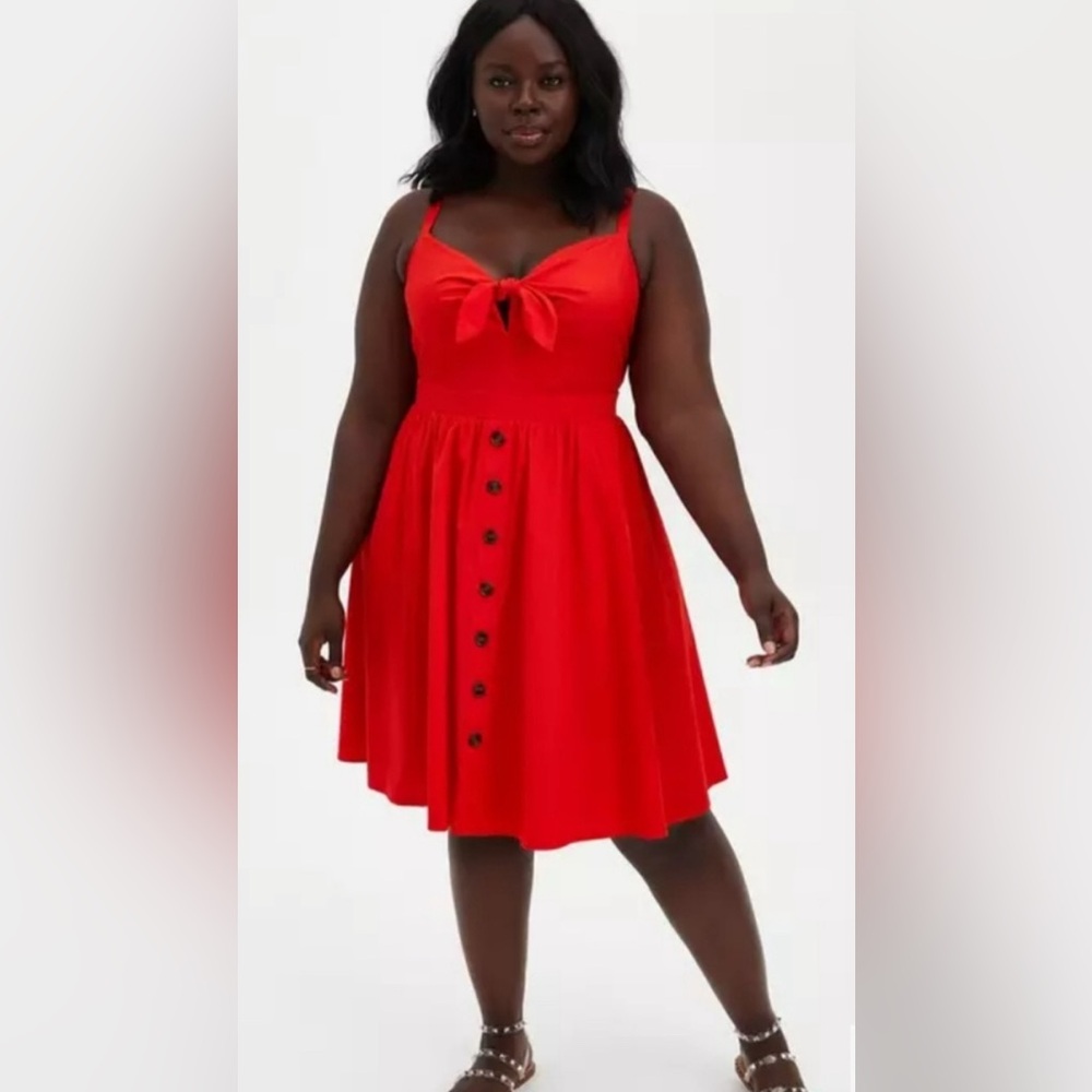 Torrid Tie-Front Mini Poplin Skater Dress